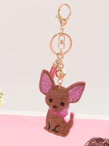 1pc Rhinestone Adorable Dog Keychain For Purse - Cute Puppy Bag Charm With Dangling Paws, Perfect For Backpack, Keys, Gift For Dog Lovers (Pet Lover Accessories)
