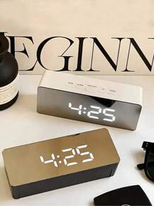 1 pieza Reloj despertador de estudiante, Reloj digital electrónico de escritorio mini, Pantalla LED inteligente con temperatura, calendario, cronómetro de cocina, reloj digital para decoración de habitación