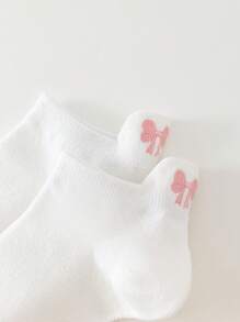 5 pares de calcetines cortos para mujer con bordado de lazo, para uso casual diario