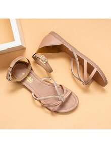 Women's Flat Sandals Shiny Rhinestone Comfortable Everyday Elegant Buckle Promotion - Màu nâu  Mocha - Xem 1