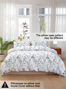 3 pièces/set Ensemble de housse de couette à motif floral (1 housse de couette et 2 taies d'oreiller) Ensemble de literie de couette doux et agréable pour la peau pour la maison, Ensemble de draps toutes saisons