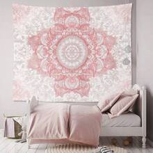 Arazzo da parete in stile boho con mandala rosa - disponibile in varie misure (200x150cm/150x130cm, ecc.) decorazione da parete per camera da letto e soggiorno - Rosa Baby - Visualizzare 2