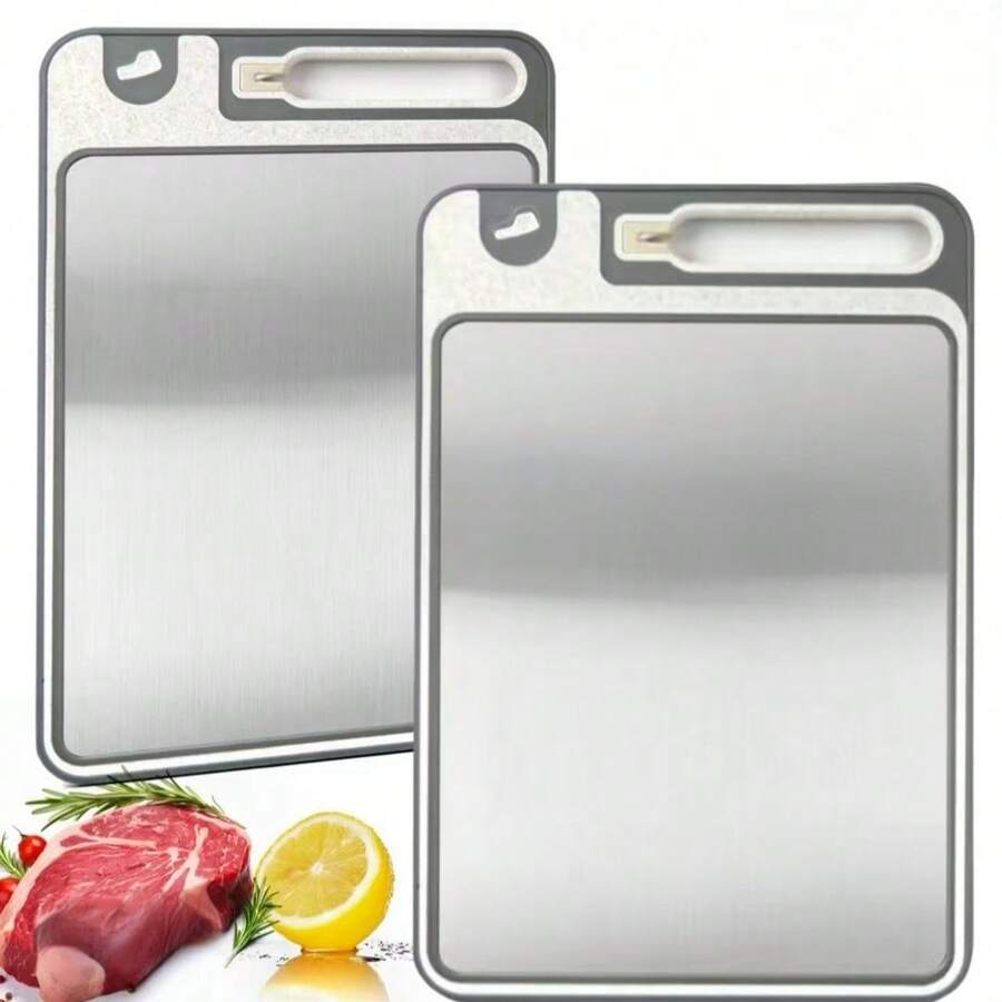 Multifunctional Double-Sided Thawing Stainless Steel Cutting Board With Sharpener, Home Use