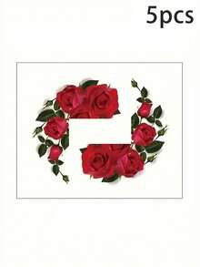 1 件/3 件/5 件浪漫情人节玫瑰花朵墙壁开关贴纸 - 可移除乙烯基贴花，带有粉红玫瑰和绿叶，自粘，易于粘贴在电灯开关上，情侣家居装饰家居浴室装饰浴室地毯地毯秋季装饰浴室配件 - 彩色 - 查看 10