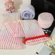 435g Colorful Rainbow Yarn, Mohair & Alpaca Blend, Gradient Color Gradient Long Segment Dyeing Scarf Yarn, For Handmade Knitting Scarves, Sweaters, Coats, Hats For Men & Women, 1 Pack = 3 Threads = 435g