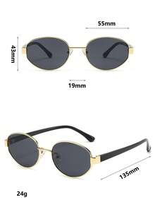 1 件复古棕色椭圆形时尚眼镜，90 年代女士金属细框设计师风格，适合夏季海滩度假、户外、旅行的服装、假期和日常生活 - 棕色 - 查看 9