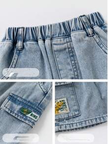 Pantaloncini cargo in denim alla moda per ragazzi, pantaloni estivi larghi in stile coreano