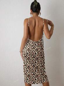Summer Beach Holiday Casual Leopard Print Sarong Slip Dress For Women, New Sexy Wrap Style