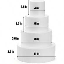 4/6/8/10 Inch Round Foam Cake Practice Mold, White Cake Dummy Molds For Baking - Multicolor - View 5