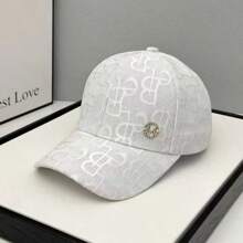 1 pieza Gorra de béisbol con letra de jacquard y logo de M de strass para mujer, moda casual y versátil adecuada para el uso diario