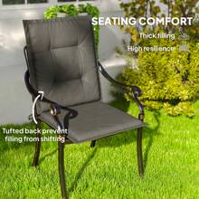 Outsunny Set Of 4 Garden Chair Cushions With Backs, 108L X 50W X 5H Cm Outdoor Seat Cushions Outdoor Seat Pads With Backrest, Tufted Back, Ties Dining Chair