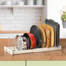 Pots And Pans Organizer Ultimate Kitchen Organizer, Space-Saving Expandable Shelf With Pot Lid Holder, Utensil Rack, Dish Drainboard - 彩色 - 查看 2