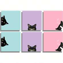 Set de notas adhesivas de gato negro de 3/6/9/18 unidades, blocs de notas autoadhesivos rosa, blocs de notas lindos super adhesivos para regalos de amantes de los gatos, maestros, oficina y útiles escolares, 3x3 pulgadas