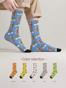 1 Pair Of Custom Couple Socks, Rainbow Custom Socks, Family Custom Socks, Personalized Socks, Pet Anniversary Gift, One Year Gift, One Year Custom Socks, Women's Socks, Men's Socks, Personalized Novelty Socks, Have Their Own Handsome And Beautiful Photos, Handsome Handsome Men's Gifts, Big Gifts