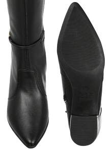 GiGiL Women's Riding Boot Metal Detail High Shaft Block Toe Pointed Comfortable Elegant Classic Casual - 黑色 - 查看 6