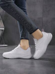 Fashion Versatile Casual Simple Comfortable Athletic Shoes - White - View 4