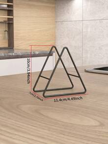 1pc Triangle Shaped Draining Rack, Gold & Black Color, Heat-Proof Mat, Storage Holder, Bamboo Dish Drying Rack - Suitable For Kitchen & Dining Room Storage, Back To School Supplies