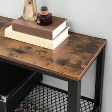 VASAGLE Mesa de Consola, Mesa de Pasillo con 2 Estantes de Malla, Aparador, para Salón, Pasillo, 101,5 x 35 x 80, Metal, Diseño Industrial, Marrón Rústico Negro MLNT81BX - Café rústico + oscuro. - Ver 5