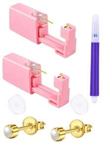 7PCS Disposable Painless Ear Piercing Kits No Pain Puncture Tools Stud Gun With Piercing Healing Silicone Discs Earring Piercer Tool Body Jewelry Accessories