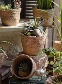 1pc Plant Pots For Indoor Plants, Seagrass Planters, Planter Basket Indoor, Flower Pots Cover, Plant Containers, Natural