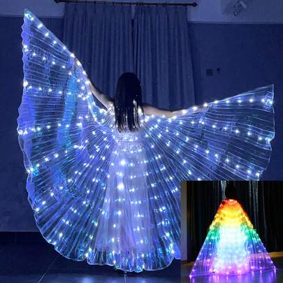 1pc LED Luminous Wing Cape, Butterfly Wing Lighting Costume, Suitable For Stage Performance Decor, Party Celebration, Wedding Runway, Model Show