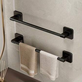 免钻毛巾架，浴室壁挂式收纳架，单杆浴室毛巾架，卫生间盥洗室收纳挂架，浴室配件，房间装饰