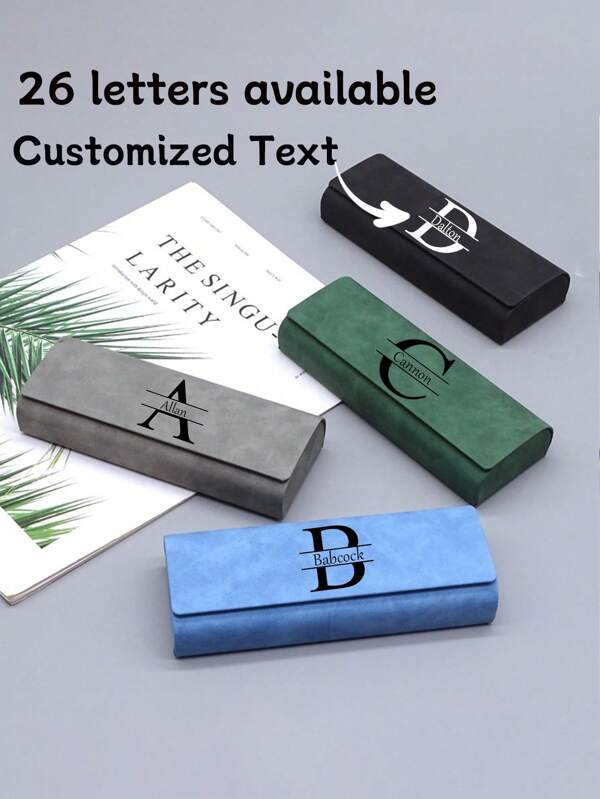Personalisierter Brillenetui mit Buchstabenaufdruck, minimalistischer hochwertig handgefertigter Aufbewahrungsbox für Studentenbrille, Sonnenbrille, Sehbrille, Diebstahlschutz