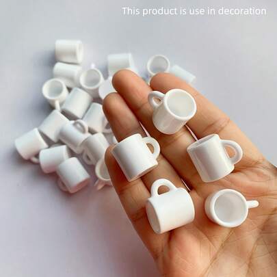5/10 件迷你白色树脂咖啡杯饰物，可爱的 ABS 树脂杯适用于娃娃屋和微景观装饰，适用于 DIY 珠宝、钥匙扣、手链、耳环、包袋和工艺品配件
