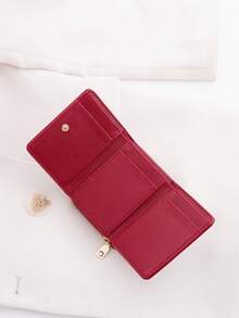 Purse Women's Wallet Small Wallet/Short Wallet Card Holder Zipper Wallet Zip Around Wallet Multi Layer Trifold With Card Slot For Credit Card/ ID Card/ Money/ Cash/Passport Multifunction Birthday Gifts Teacher Gifts Travel Classic Minimalist Casual For Lady For College Students Portable Multifunction - Red - View 5