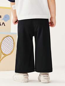 mini bala 女童宝宝凉爽感觉柔软贴身弹力轻便喇叭裤夏季 - 黑色 - 查看 3