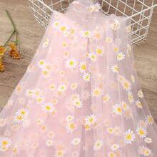 1pc Gold Daisy Printed Sheer Fabric, For DIY Headbands, Wedding & Birthday Floral Decorations, Wrapping Materials - Multicolor - View 13