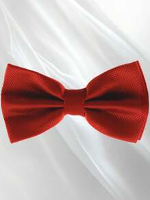 Men's Solid Color Elegant Jacquard Bow Tie, Pre-Tied Double Layer Solid Color Bowtie, Satin Formal Tuxedo Bowknot, Adjustable, Suitable For Groomsmen, Wedding, Party, Formal Events, Holiday Gift