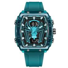 SMAEL SMAEL 1 Pc Double Display Digital Wristwatch Men's Fashion Square Case Silicone Band Military Sports Quartz Electronic Watch For Men