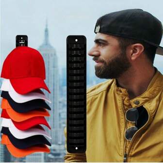 Baseball Cap Organizer, Wall-Mounted & Adhesive Hat Rack, Multi-Layer Storage For Home, Office, Closet, Bedroom & Door – Hat Hanger Holder Display, Holds Up To 16-20 Hats, Dual Installation Options, Black/White – Perfect For Hat Collectors, Athletes, Home And Office Use