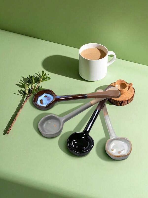 1 pièce Cuillère à café en céramique vintage européenne, cuillère à remuer vintage en céramique résistante à la chaleur, cuillère à remuer pour assaisonnement, vaisselle, convient aux rassemblements familiaux, salades, petit-déjeuner, café, cuillère à soupe créative, très adaptée pour la cuisine, le dortoir, pour remuer le thé ou le café, résistante à la chaleur, accessoires de cuisine et de salle à manger pour la rentrée scolaire