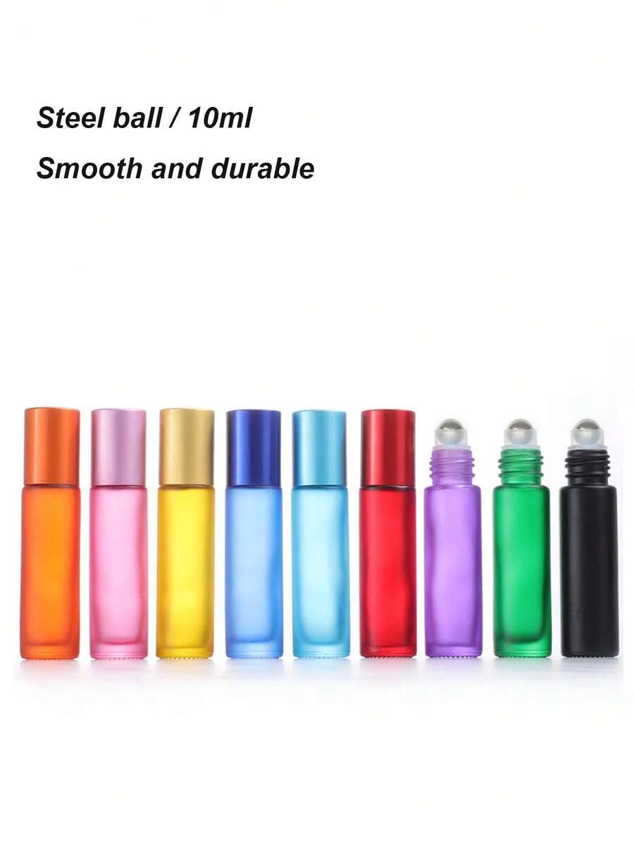1/2/3/5pcs 10ml Multi-Color Smooth Perfume/Essential Oil Refillable Glass Roll-On Bottles, Portable Liquid Containers For Travel - Multicolor - View 1