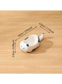 1pc Multifunctional Cute Cat Seasoning Dish Home Ceramic Seasoning Dipping Dish Chopstick Holder Creative Small Plate Snack Seasoning Dish Ceramic Ink Dish Desktop Pen Holder For Home Kitchen Restaurant Kitchen Supplies Tableware Accessories,Kitchen,Christmas Gift,School Supplies