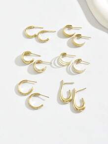 6 pares de aretes de aro de metal de estilo minimalista vintage, adecuados para el uso diario de las mujeres