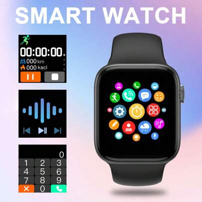 1pc Unisex Silicone Smartwatch Band With 1.44" HD Display, Supports Calling, Message Reminder, Multiple Sports Modes, Compatible With IOS And Android, Suitable For Daily Use Or Gifting Occasion