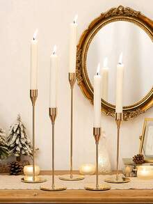 Weihnachten 3er-Set Kerzenhalter Set Halloween Heim Dekoration, Luxus Kerzenhalter aus goldenem Metall, Heim/Hochzeits Party/Romantisches Dinner Dekoration, Raumdekoration, Geschenke Geburtstag Abschluss Metall Gold Stabkerzenhalter für Hochzeit, Essen, Party, geeignet für 3/4 Zoll dicke Kerzen & LED Kerzen (Set mit 3 Stück) Heim Dekoration Neujahrsgeschenk - Verschiedenfarbig - Übersicht 7