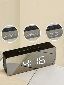 1 pieza Reloj despertador de estudiante, Reloj digital electrónico de escritorio mini, Pantalla LED inteligente con temperatura, calendario, cronómetro de cocina, reloj digital para decoración de habitación