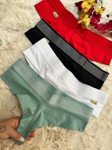 Kit 3 Double String Thong Panties Elastic Comfort Lingerie Resale - 彩色 - 查看 6