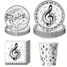 10 sztuk Muzyka Tematyczne Dekoracyjne Zastawy Stołowe, Meksykański Festiwal Sztuki, Materiały Dekoracyjne Koncertowe, Talerze, Kubki, Serwetki, Muzyka Media Społecznościowe Tematyczne Urodziny Dekoracyjne