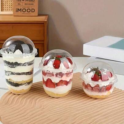 30/20/12pcs/Pack 250ml/360ml/500ml Round Mousse Cup With Lid, Dessert Cup, Cake And Party Food Container With Lid, Suitable For Dessert, Cake, Fruit, Living Room, Kitchen And Office, Wedding, Party, Birthday, Picnic And Bakery, Fun And Practical Gift