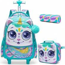 3PCS Rolling Backpack For Girls Kids Backpack With Wheels Roller Backpack With Wheels Set For Elementary Students Carry On Luggage Bookbag With Roller - Animal Trolley Bag - View 23