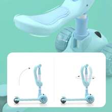 Patinete infantil plegable con luces LED y música para niños de 1 a 12 años, patinete de 3 ruedas para niños y niñas de 1-3/3-5/5-8/8-12 años, altura ajustable y ruedas LED. - Azul - Ver 3