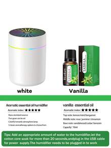 1 pieza Humidificador con capacidad de agua de 180ml, diseño de luz de degradado de color, aumenta la humedad del aire y previene la sequedad, agrega aceites esenciales de aromaterapia para eliminar olores desagradables en interiores y mantener el aire fresco, modo de rociado intermitente, adecuado para decoración de dormitorio, difusor de coche, accesorios de automóvil y artículos esenciales automotrices, se usa enchufado a la corriente, color negro - Humidificador de aire USB - Ver 9