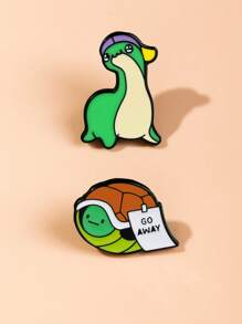 1/2 pièces Broche Dinosaure + Tortue, Insigne Métallique Alliage Mignon Créatif de Dessin Animé, Accessoires de Mode pour Sacs et Vêtements, Épingle Accessoire pour Vêtements, Sac, Charme, École, Bureau, Chemises, Vestes, Bijoux, Noël, Halloween