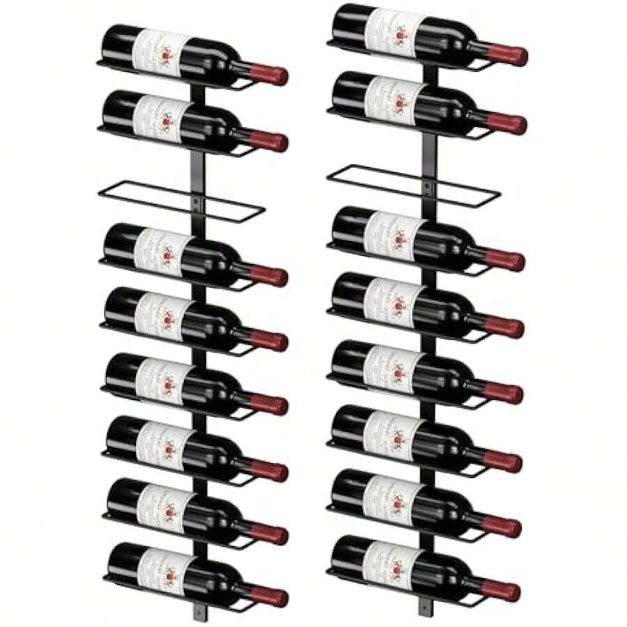 TJ.MOREE Wine Rack Wall Mounted Wall Wine Rack For 18 Wine Bottles Wood Wine Racks For Wall Wine Holder Wall Mounted Wine Bottle Racks For Kitchen Dining Room Bar - as pic - View 1