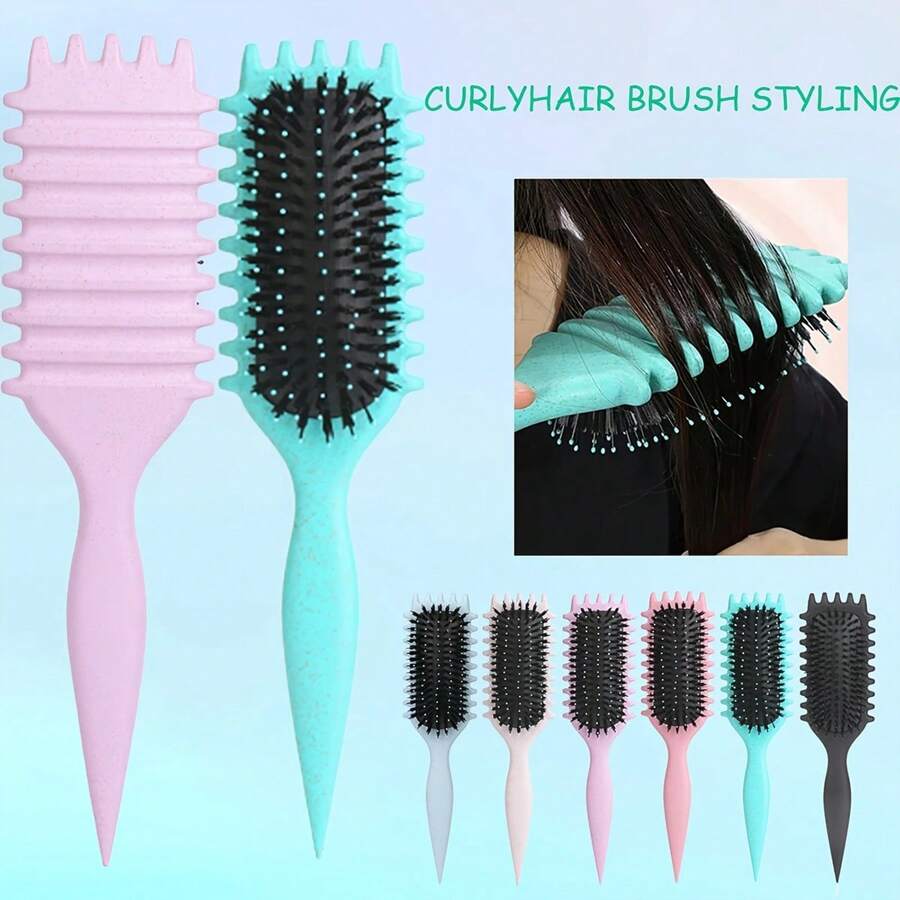 1 pieza Cepillo de pelo, cepillo rizado de cerdas de jabalí para peinado, diseño talla grande reciente de 2025 para definir y dar forma a los rizos, ideal para que las mujeres den estilo a su cabello rizado